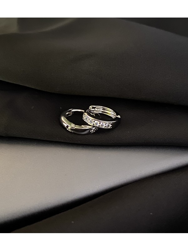 Сережки круглий замок срібного кольору 30615