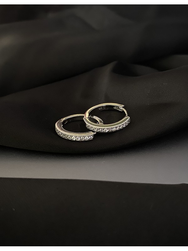 Сережки круглий замок срібного кольору 30616