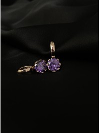 Сережки зі стразом фіолетового кольору 30617