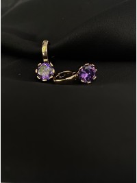 Сережки зі стразом фіолетового кольору 30617