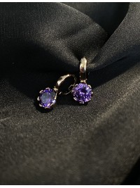 Сережки зі стразом фіолетового кольору 30617