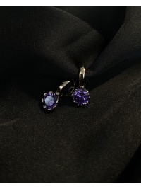 Сережки зі стразом фіолетового кольору 30617