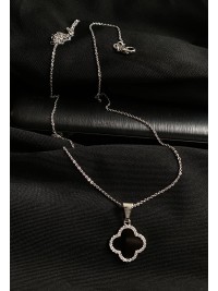 Кулон "Клевер" з ланцюжком срібного кольору 30621