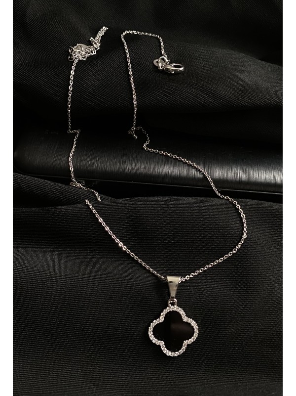 Кулон "Клевер" з ланцюжком срібного кольору 30621