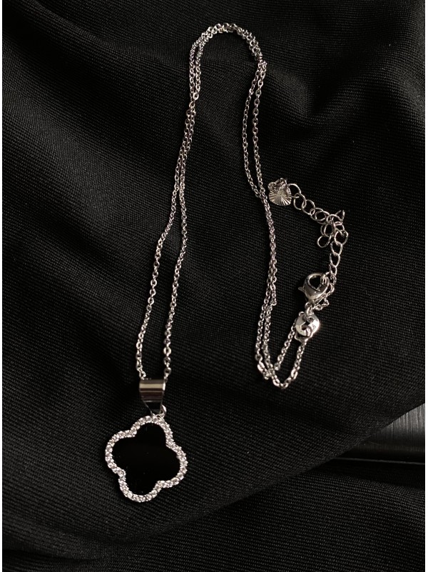 Кулон "Клевер" з ланцюжком срібного кольору 30621