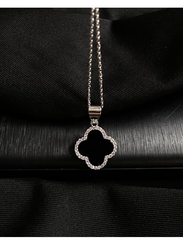 Кулон "Клевер" з ланцюжком срібного кольору 30621