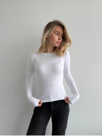 Жіночий легкий лонгслів молочного кольору 30643