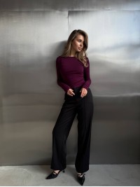 Жіночий легкий лонгслів бордового кольору 30647