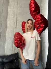 Базова жіноча футболка з написом бiлого кольору 30652