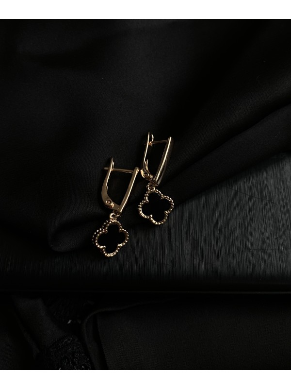 Сережки "Клевер" золотого кольору 30716