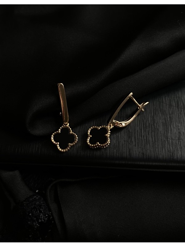 Сережки "Клевер" золотого кольору 30716