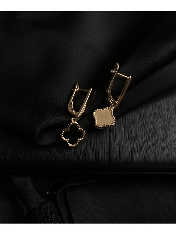 Сережки "Клевер" золотого кольору 30716