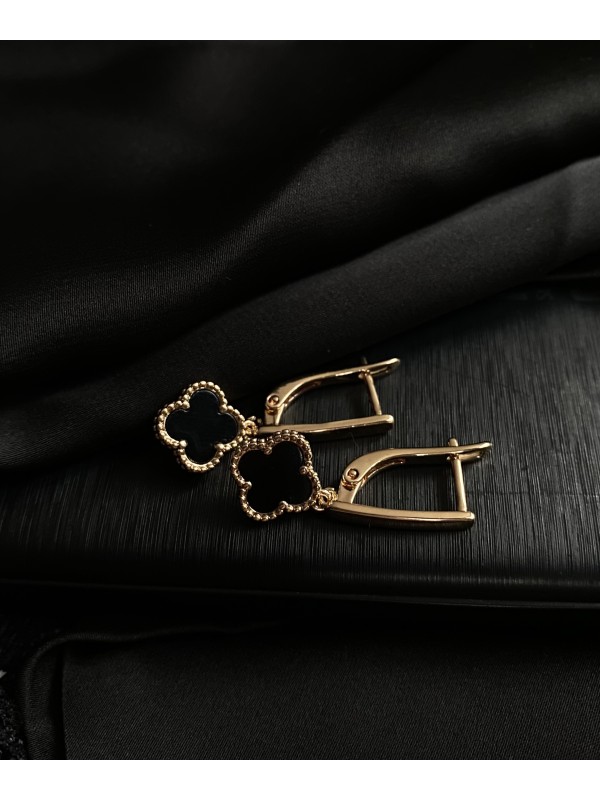 Сережки "Клевер" золотого кольору 30716