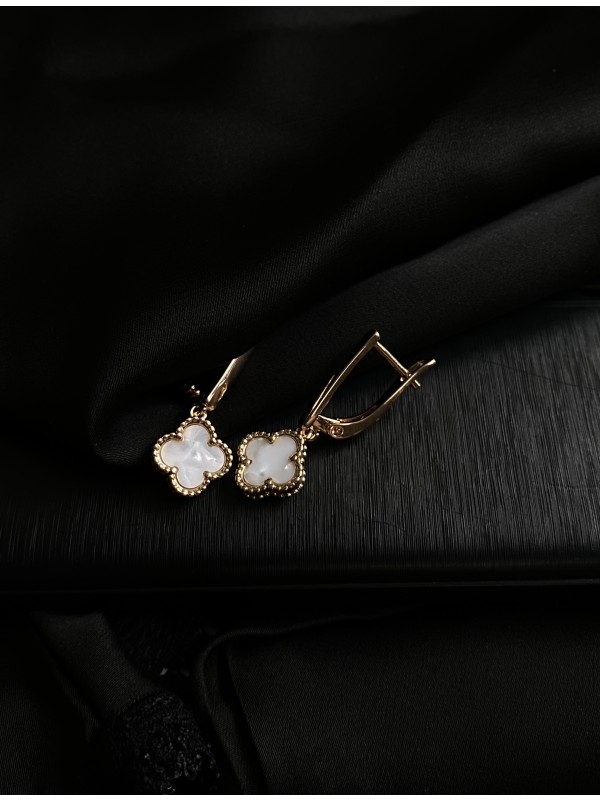 Сережки "Клевер" золотого кольору 30717