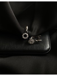 Сережки з камінням срібного кольору 30700