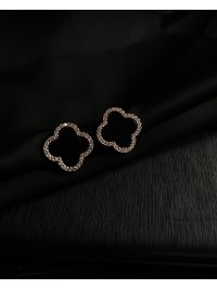 Сережки "Конюшина" з кристалами  золотого кольору 30718