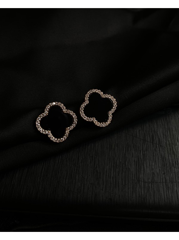 Сережки "Конюшина" з кристалами  золотого кольору 30718