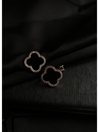 Сережки "Конюшина" з кристалами  золотого кольору 30718