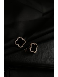 Сережки "Конюшина" з кристалами  золотого кольору 30718