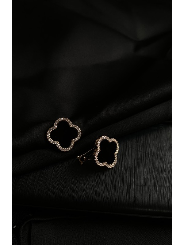 Сережки "Конюшина" з кристалами  золотого кольору 30718