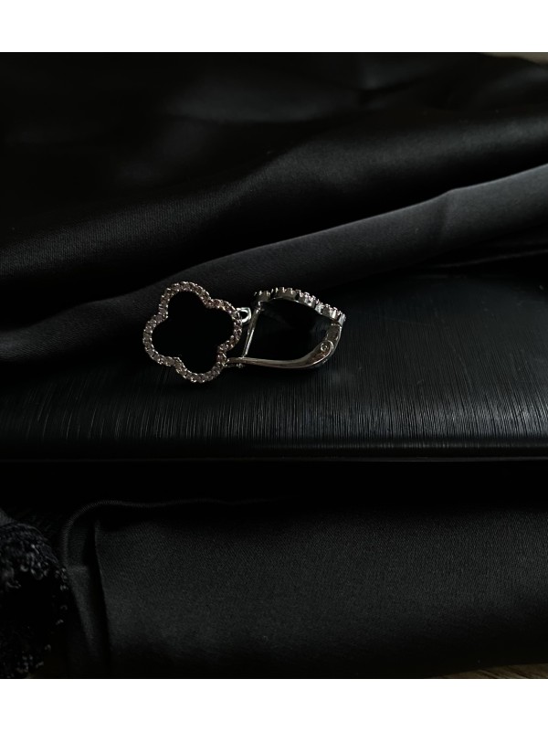 Сережки "Конюшина" з кристалами срібного кольору 30719