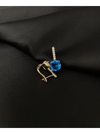 Сережки з блакитним стразом англійський замок золотого кольору 30721