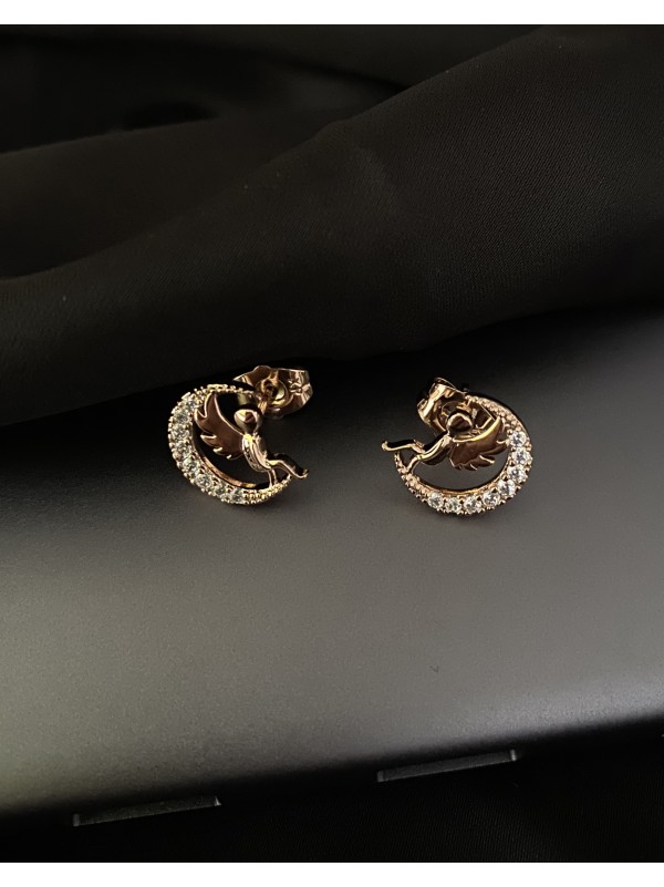 Сережки з янголом англійський замок золотого кольору 30722