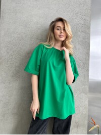 Базова жіноча футболка зеленого кольору 30731