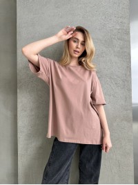 Базова жіноча футболка кавового кольору 30732