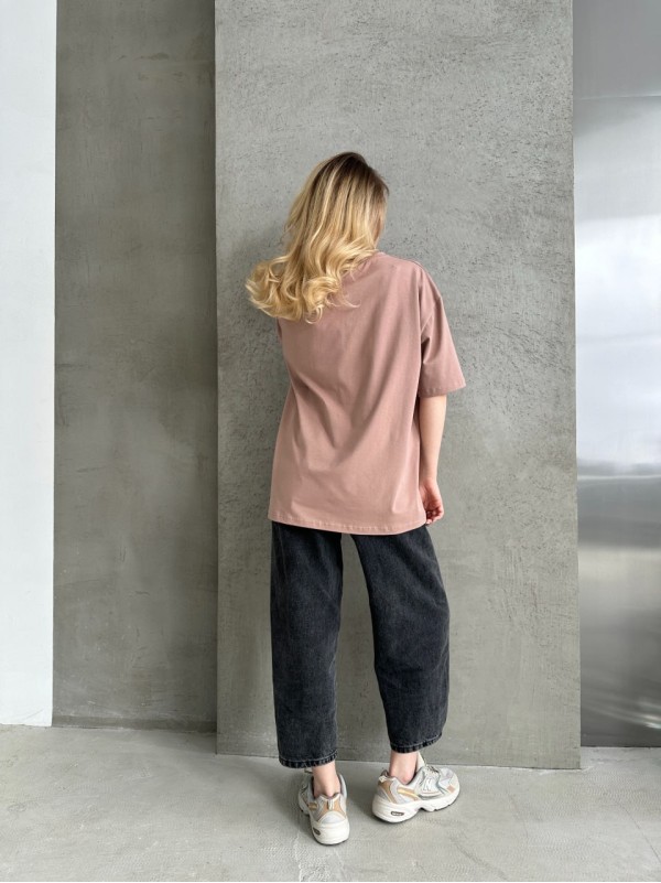 Базова жіноча футболка кавового кольору 30732