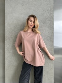 Базова жіноча футболка кавового кольору 30732