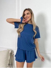 Жіночий домашній костюм синього кольору 30737