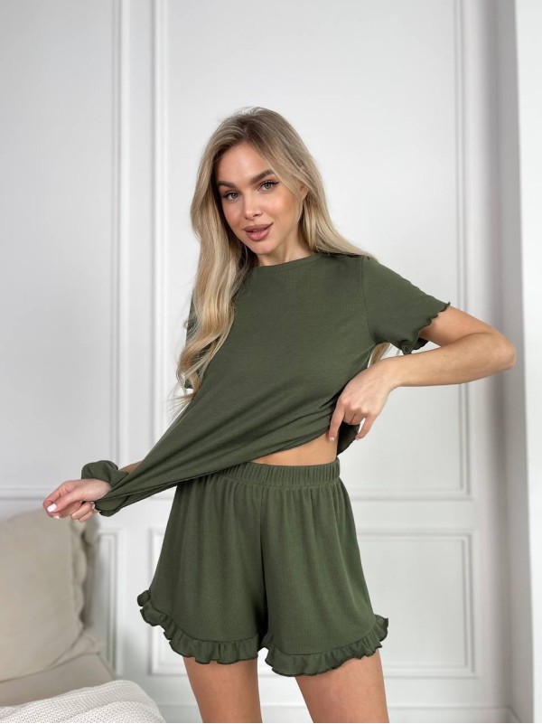 Жіночий домашній костюм кольору хакi 30738