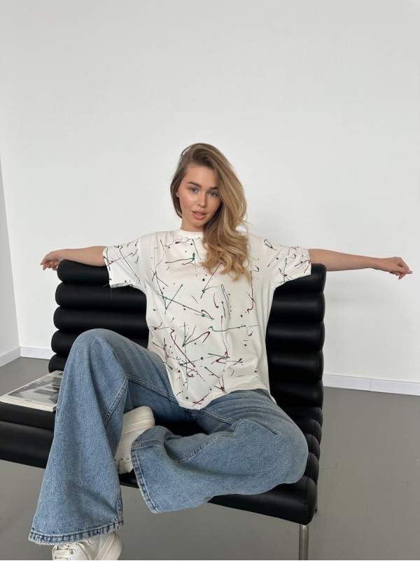 Базова жіноча футболка з написом бiлого кольору 30821