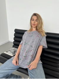 Базова жіноча футболка з написом сiрого кольору 30822