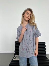 Базова жіноча футболка з написом сiрого кольору 30822