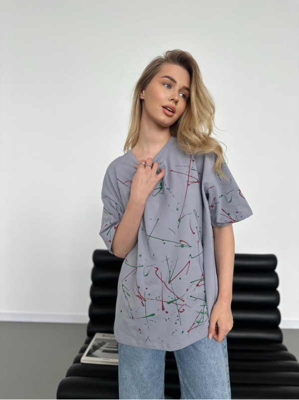 Базова жіноча футболка з написом сiрого кольору 30822