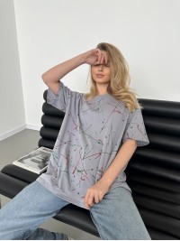 Базова жіноча футболка з написом сiрого кольору 30822