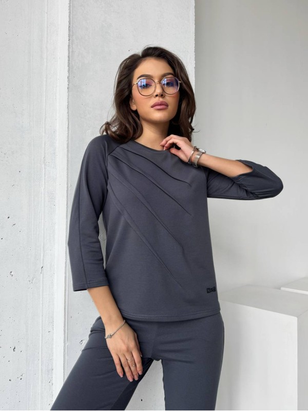 Легкий спортивний костюм для жінок сiрого кольору 30828