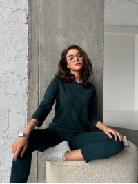 Легкий спортивний костюм для жінок смарагдового кольору 30831