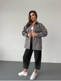 Жіноча сорочка з букле сірого кольору 30900