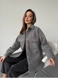 Жіноча сорочка з букле сірого кольору 30900