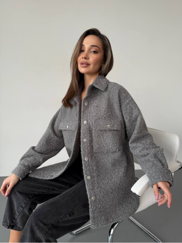 Жіноча сорочка з букле сірого кольору 30900