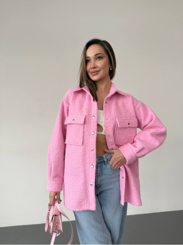 Жіноча сорочка з букле рожевого кольору 30901