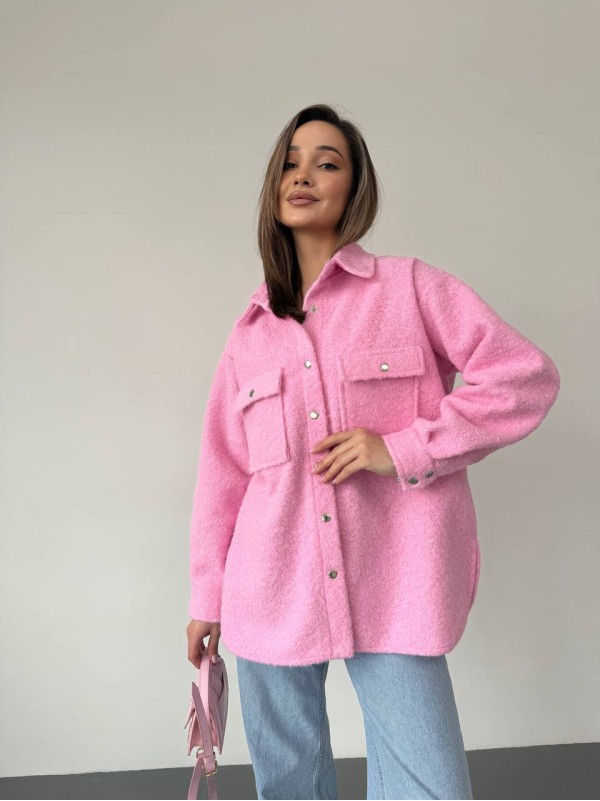 Жіноча сорочка з букле рожевого кольору 30901
