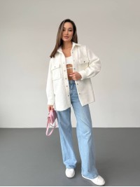 Жіноча сорочка з букле молочного кольору 30902