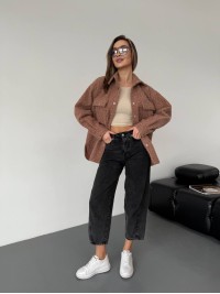 Жіноча сорочка з букле кавового кольору 30903