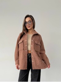 Жіноча сорочка з букле кавового кольору 30903