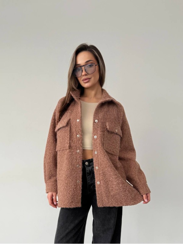 Жіноча сорочка з букле кавового кольору 30903