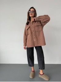 Жіноча сорочка з букле кавового кольору 30903